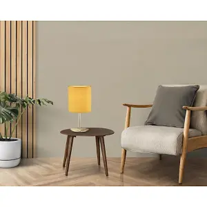 Contemporary and Elegant Mustard Ochre Linen Fabric 18cm Cylinder Lamp Shade