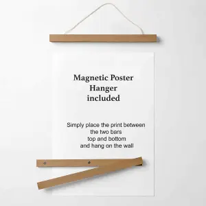 Black and White Abstract Watercolour Shapes Medium Poster with Black Hanger