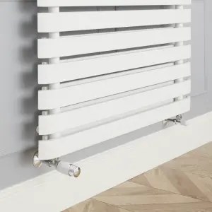 GoodHome Polished White Angled Thermostatic Radiator valve & lockshield (Dia)15mm x ½"