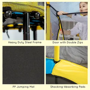 HOMCOM 4.6FT Kids Trampoline w/ Enclosure, for Kids 3-10 Years - Yellow