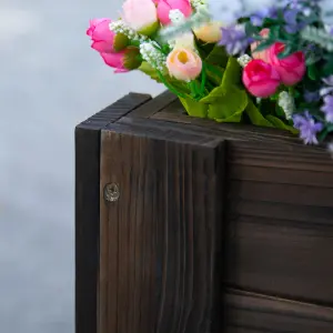 Outsunny Wooden Garden Raised Bed Planter Grow Containers Pot, 100x36.5x36cm