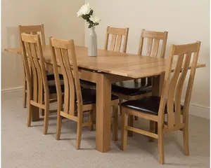 Richmond 140cm - 220cm Oak Extending Dining Table and 6 Chairs Dining Set with Princeton Chairs