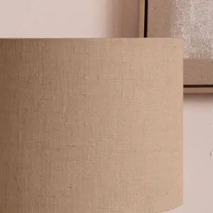 40cm Natural Brown Linen Drum Table Lampshade Modern Cylinder Floor Lamp Shade