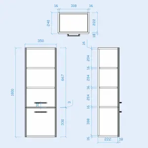 Nes Home 600mm Freestanding Dark Grey Basin Vanity & 350mm Wall Hung Cabinet