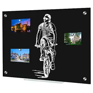 Dry Wipe Magnetic Glass Whiteboard 45 x 60cm White Board Dry Wipe Erase Notice Board Black