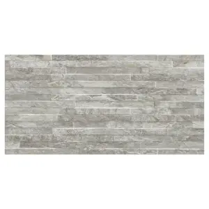 Shaded slate Grey Matt Split Face Porcelain Indoor Wall Tile, Pack of 6, (L)300mm (W)600mm