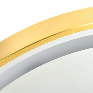 kleankin Wall Mounted LED Bathroom Mirror with 3 Light Colours Time Display Gold