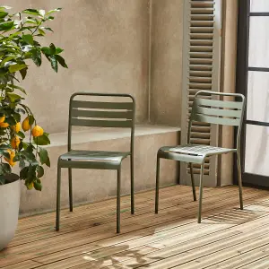 sweeek. Pair of steel garden chairs Amelia Khaki Green 44x52x79 cm