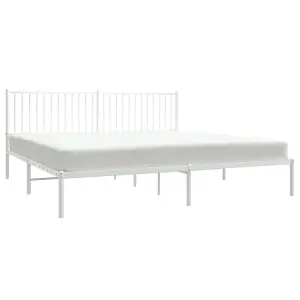 Berkfield Metal Bed Frame with Headboard White 200x200 cm