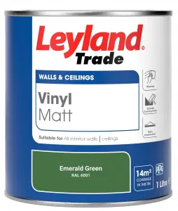 Leyland Trade Vinyl Matt Walls & Ceilings Emulsion Paint Emerald Green (RAL 6001) 1L