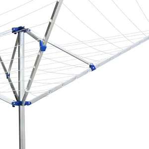 4 Arm 50M Aluminium Rotary Airer Washing Line With Garden Outdoor Laundry Drying Folding Clothes Dryer With Ground Spike & Cover