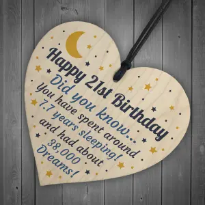 Red Ocean 21st Birthday Card For Daughter Son Wood Heart Novelty 21st Birthday Gift Him Her