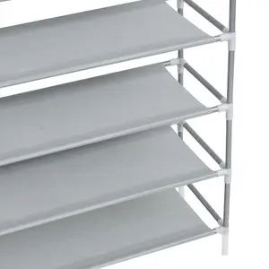 Shoe Rack with 10 Shelves Metal and Non-woven Fabric Silver