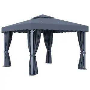 Berkfield Gazebo with Curtain 3x3 m Anthracite Aluminium