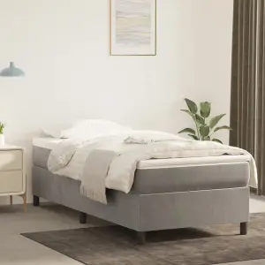 Berkfield Box Spring Bed Frame Light Grey 90x190 cm 3FT Single Velvet