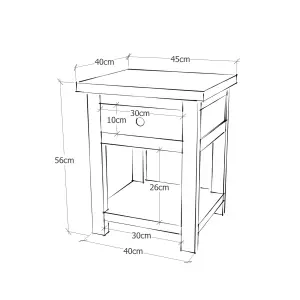 Lovere 1 Drawer Bedside Table Brass Cup Handle