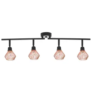 4 Light Metal Ceiling Lamp Copper VOLGA