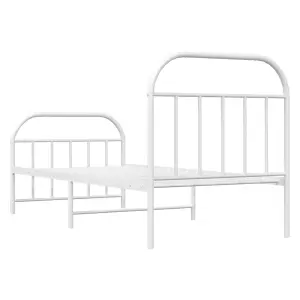 Berkfield Metal Bed Frame with Headboard and Footboard White 90x190 cm