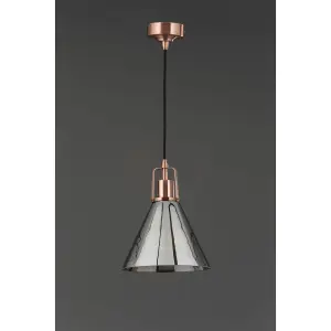 Inlight Dafyd Pendant Glass & metal Antique copper effect Ceiling light