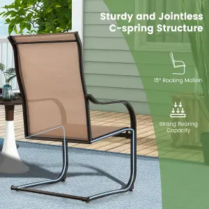 Costway 2PCS Outdoor Dining Chairs Patio C-Spring Motion Outside High Back Chair