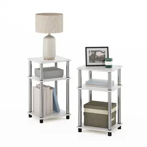 Colwyn 2 Piece Side Table Set White Oak/Chrome