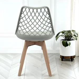 Alma Dining Chair In Grey With Wooden Legs