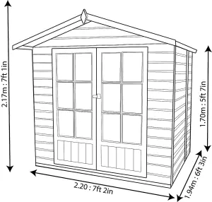 Shire Lumley 7x5 ft with Double door Apex Wooden Summer house (H)2110mm x (W)2050mm - Assembly service included