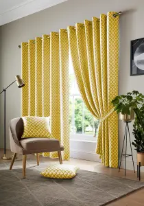 Wold Ring Top Curtains 117cm x 183cm Ochre