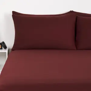 Brentfords 2 x Pack of Housewife Pair Pillowcases Set, Burgundy -  50 x 75cm