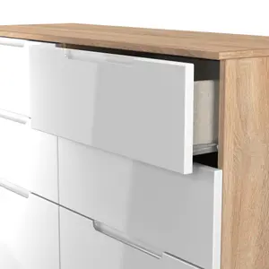 Milan Ready assembled White & oak 6 Drawer Chest (H)785mm (W)1100mm (D)390mm