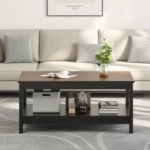 O'Kean 4 Legs Coffee Table with Storage Black / Walnut 