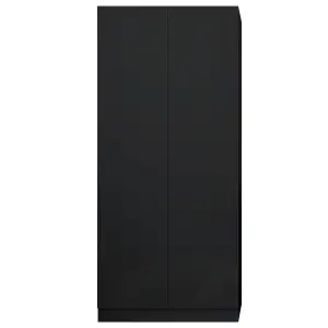 Black Gloss 2 Door Double Wardrobe Push Open Soft Closing Bedroom Furniture