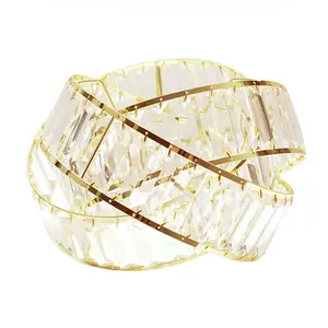 ValueLights Hudson Acrylic Jewel Gold Intertwined Twisted Easy Fit Lamp Shade with LED Bulb