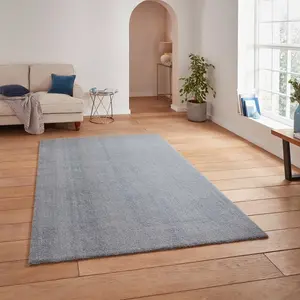 Light Blue Shaggy Washable Plain Modern Rug For Living Room Bedroom & Dining Room-60cm X 115cm