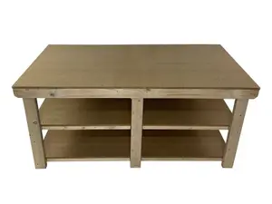 Workbench MDF top, large heavy-duty table (H-90cm, D-120cm, L-240cm) with double shelf