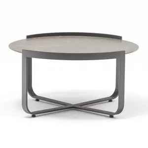 Bloom Coffee Table 80cm with Ceramic Top in Charcoal