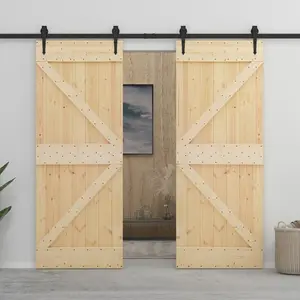 Jaliyah Solid Pine Sliding Door Unfinished 210cm H x 100cm W x 3.6cm D