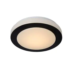 Lucide Dimy Modern Flush Ceiling Light Bathroom 28,6cm - LED Dim. - 1x12W 3000K - IP21 - 3 StepDim - Black