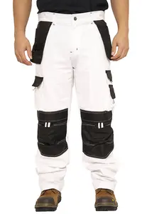 SSS Mens Painters Trousers Decorators Work Trouser Mens Holster Pockets White Work Pants 40in Waist - 30in Leg.