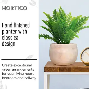 HORTICO™ Indoor Plant Pot, (Dia) 26cm ECO Round Wooden Planter for House Plants with Waterproof Liner D26 H17 cm, 4.3L