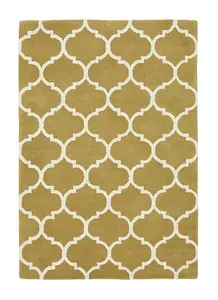 Yellow Wool Handmade Luxurious Modern Easy to Clean Geometric Rug For Dining Room Bedroom And Living Room-160cm X 230cm