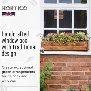 Set of 2 HORTICO™ Wooden Planter, 76cm Long Window Box, Garden Trough Planter, Outdoor Plant Pot Made in the UK H14 L76 W23 cm