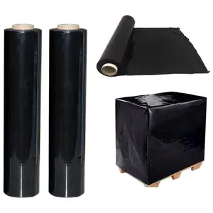 12 Rolls Of Black 400mm Standard Core Tear Resistant Pallet Shrink Wrap Rolls