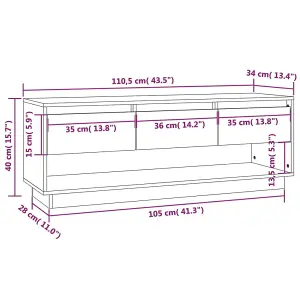 vidaXL TV Cabinet White 110.5x34x40 cm Solid Wood Pine