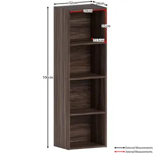 Gerardi Standard Bookcase Walnut / 106 cm H x 32 cm W