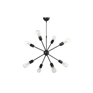 Luminosa Satellite 8 Light Spherical Pendant Ceiling Light, Black