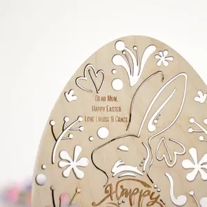 Lambert Personalised Happy Easter Card In Wood