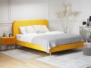 Velvet EU Super King Size Bed Yellow FLAYAT