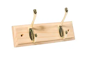 Brass effect Pine 2 Hook rail, (L)228mm (H)15mm