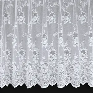 Home Curtains Clumber Floral Net 300w x 137d CM Cut Lace Panel White